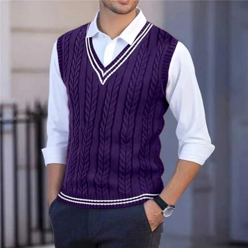 Sweater Vest For Men Slim Fit Sweater V-Neck Sleeveless Knit Fall Pullover Top Trendy Casual Warm Winter Outerwear3