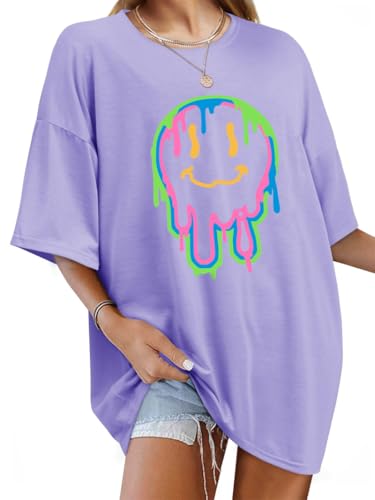 WIEIYM Tshirt Damen Oversized T-Shirt Rundhals Kurzarm Lose Top Sommer...