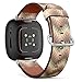 CJBROES Replacement Leather Watch Band, Compatible with Fitbit Versa 3 and Fitbit Sense of Wristband Bracelet Accessory - Colorful Mosaic
