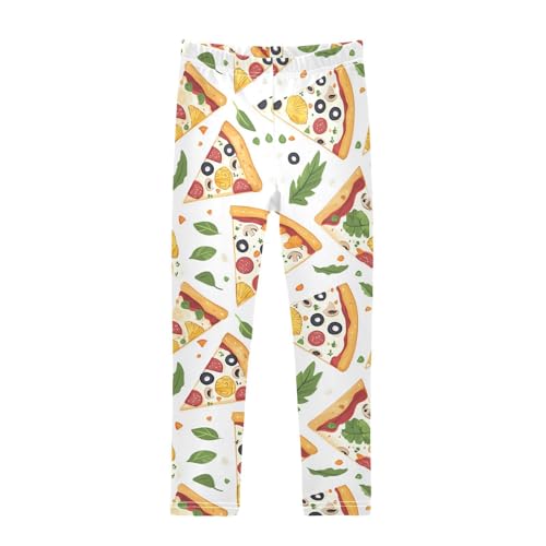 Pizza Slice Girls' Leggings Toddler Doodles Kids Yoga Pants Dance Active Tights 4T