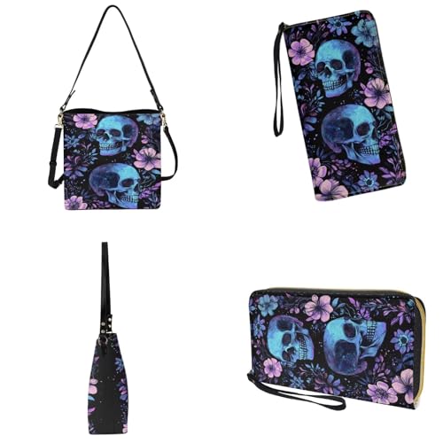 Image of Bucket Crossbody Bag Set for Women Lady, Leather Purse and Wallet Set Large Bucket Bag with Wallet