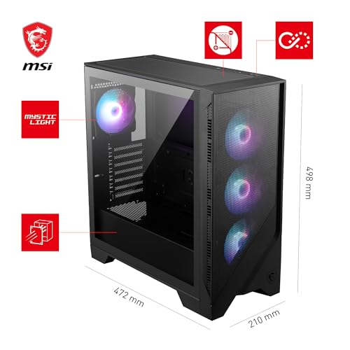 MSI MAG Forge 321R Airflow Mid-Tower PC-Gehäuse - ATX-Kapazität, RTX 40 GPU-Unterstützung, ARGB-Lüfter, magnetische Staubfilter… – Ansicht 3