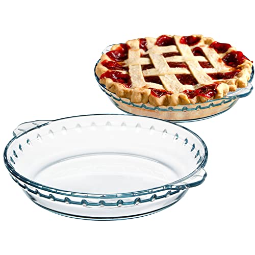 ZYER Mini Glass Pie Plate for Baking 11.6oz Clear Pie Dish for 1 Pie Pan with Handles Glass Pie Dish, 6.5 inch 2pack