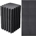 Nuanchu 60 Pcs Kids Foam Puzzle Floor Mat Bulk Solid Color Foam Play Mat with Borders Interlocking Multi Use Floor Rug for Baby Toddler Children Crawling Exercise Playroom 12 inch (Black)