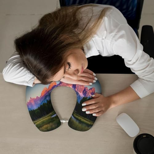 Almohada de viaje de espuma viscoelástica negra ergonómica miniatura 7