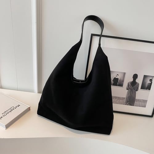 Image of Lushandy Brown Suede Purse Faux Suede Tote Bag Leather Hobo Bags for Women Slouchy Hobo Bag Fall Purse Shoulder Bag
