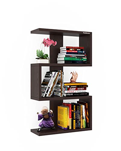 Image of Madhuran Nexo Engineered Wood Wall Mounted Books Storage Shelf Racks Stands (Wenge Finish) Living Room Library Home Decor Organiser Items Decorative Bookends