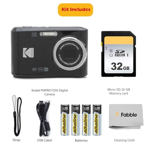 KODAK PIXPRO FZ45 16MP Digital Camera with 4X Optical Zoom 27mm Wide Angle and 2.7" LCD Screen Bundle with 32GB SD Memory Card, AA Batteries (4 Pack), Lens Cleaning Cloth (Black) - image 2
