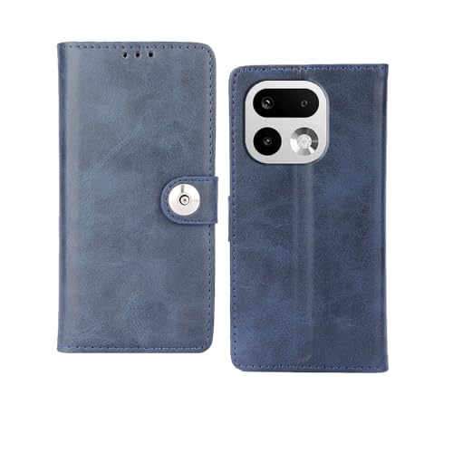 Image of amazon basics Realme 16 Pro Plus 5G Flip Cover | Card Pockets Wallet & Stand | Flip Cover for Realme 16 Pro Plus 5G (Blue Button)