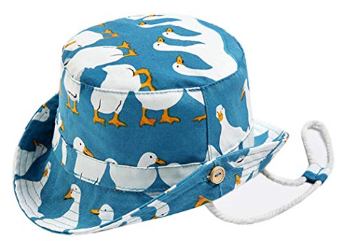 Baby Sun Hat Adjustable - Outdoor Toddler Swim Beach Pool Hat Kids UPF 50+ Wide Brim Chin Strap Summer Play Hat (Blue, 52cm/Fit for 3-5 Years Old)