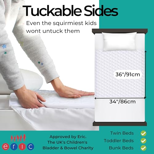 Image of Hygge Sheets Potty Training Pee Pads for Kids, Toddlers - 100% Waterproof, Non Slip Bed Wetting Pad for Twin Beds - Washable, Reusable Mattress & Sheet Protector - White