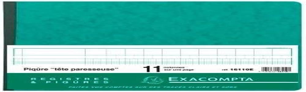 Exacompta 16110e 27/32 Bound francés contabilidad libro 11 columnas, 80 páginas