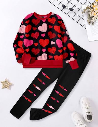 Image of Girls Clothes, Girls Outfits Tie Dye Sweatshirt Tops and Leggings Sweatpants 2 Piece Fall Winter Clothes Set 6-16T