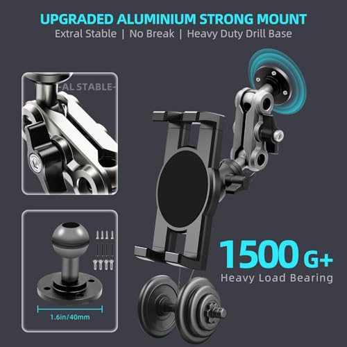 Aluminum Heavy Duty Drill Base Tablet Holder Car Mount Dashboard, 360° Adjustable 2-Stage Stand for 4.7-12.9" iPad Pro/Air/Mini/Galaxy Tab, for Car Truck Wall Desk Commercial Vehicle by Porfortop - Image 6