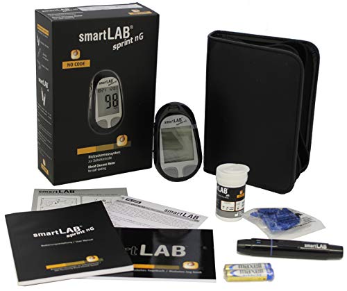 smartLAB Sprint nG bloedsuikermeter bundel mg/dL met 50 smartLAB nG teststrips en 50 lancetten