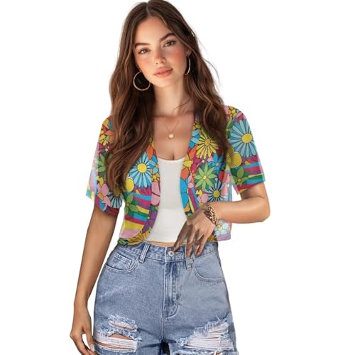 Image of Womens Short Sleeve Bolero Shrug Open Front Knit Cropped Cardigan Shoulder Cover for Dress Cute Casual Knit Cover Up