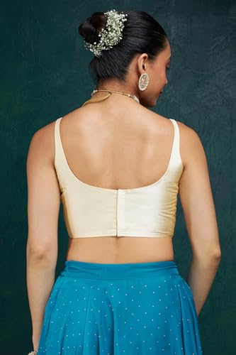 Image of Soch Womens Taffeta Solid Sleeveless Padded Blouse