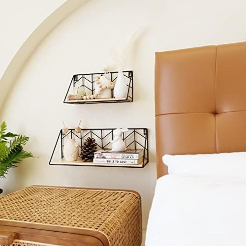 TIMEYARD Floating Shelves Wall Mounted Set of 2 Rustic Arrow Design Wood Storage for Bedroom, Living Room, Bathroom, Kitchen, Office, etc