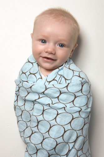 Image of SwaddleDesigns Marquisette Swaddling Blanket, Premium Cotton Muslin, Brown Mod Circles on Pastel Pink