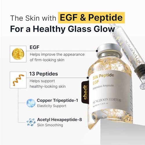 SUNGBOON EDITOR Glow Intensive Deep Collagen Silk Peptide EGF Ampoule, Copper Peptides Serum for Face with Multi Peptides, Hydrating Korean Skincare Facial Serum for Smooth-Looking Skin, 1.35 fl oz - Image 4