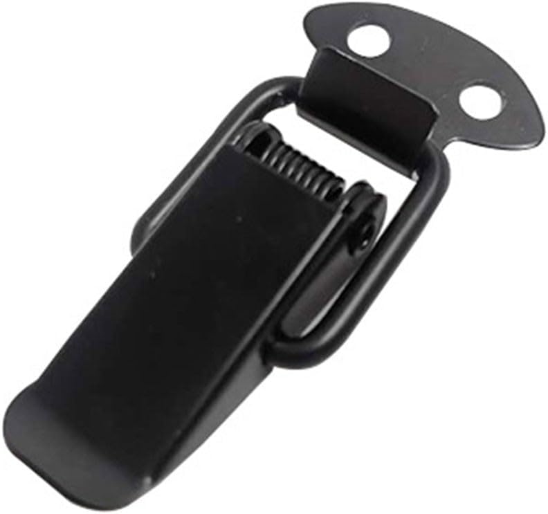 Steel Latch Clip, Heavy Duty Lock with Closure Crate Box Case Lid, Resistant Hinge Hardware, Black (4 Pack)(4PCS)