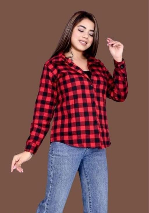 Image of Women Casual Check Shirt Cotton Long Sleeve Stylish Checked Pattern Fashion Clothing