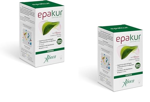 Aboca Epakur Advanced 100 Capsule - Supporta la Salute del Fegato, la Detossificazione e la Digestione con Carciofo. Contribuisce alla Degradazione dei Grassi con Matè (2 Confezioni da 50 Capsule)