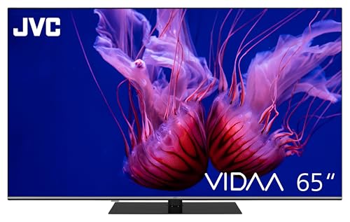 JVC QLED Fernseher 65 Zoll Smart TV VIDAA LT-65VDQ6555-4K UHD Fernseher, HDR TV mit Dolby Vision, Dolby Atmos, 6 Monate HD+ inkl. und integriertem Triple-Tuner, LED TV schwarz