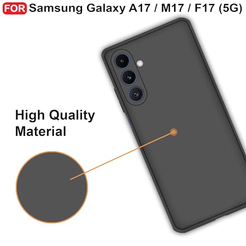 Image of CEDO Back Cover for Samsung Galaxy A17 / M17 / F17 (5G) | Camera Bump Protection & Inner Velvet Fabric Lining | Ultra Slim Matte Soft Rubberised Case Cover (Black)