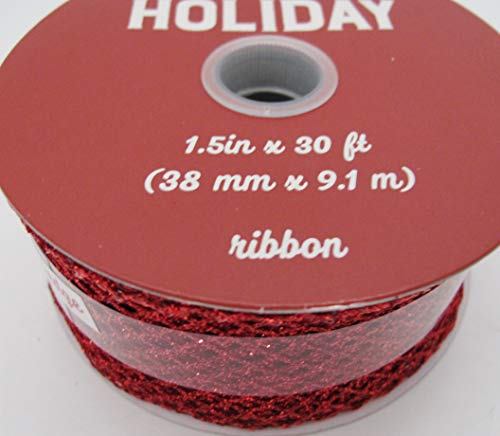 Cinta Roja de Malla Brillante con Alambre 3.8 cm x 9.14 m miniatura 4