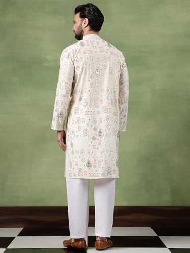 Image of SOJANYA (Since 1958 Men's Cotton Traditional Foil Print Motifs Kurta With Pyjama