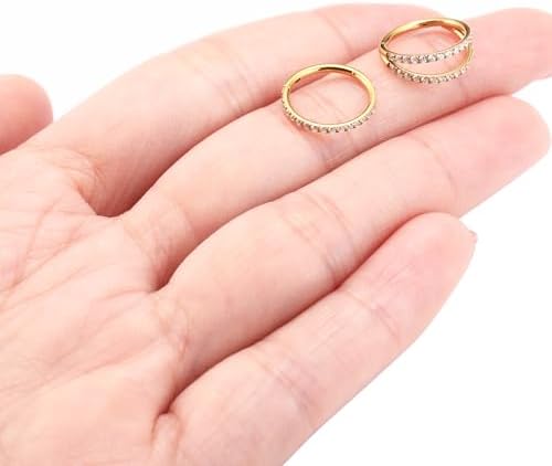 GAGABODY Double Hoop Conch Piercing Jewelry Septum Ring Gold Septum Jewelry Seamless 20 Gauge Nose Ring Hoop 20g Cartilage Earring with CZ Lip Rings 7mm Nose Hoop Surgical Steel Helix Earrings - 5
