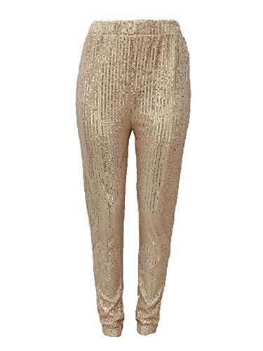 Fawjsais Women Sexy Glitter Sequin Pants High Waist Leggings Evening Party Clubwear3