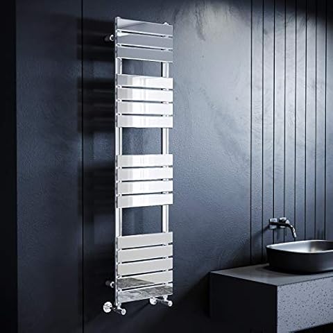 ELEGANT Towel Radiator Chrome Heated Towel Rail Flat Panel Radiator Ladder Rad Bathroom Radiators 400mm Wide Cover