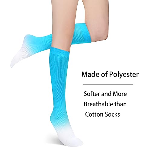 Image of Benefeet Sox Women Girls Thin Nylon Knee High Socks Long Tube Socks Unisex Soft Cozy High Calf Sock Tie Dye /Gradient