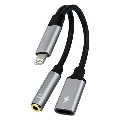 Adaptador USB C a conector de 3,5 mm y cargador, 2 en 1 tipo C a auxiliar y divisor de cargador con carga rápida PD de 60 W, dongle auxiliar de auriculares de 3,5 mm para iPhone 16/15 Pro, iPad Pro