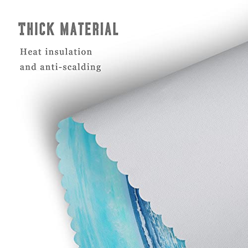 Beach Theme Placemats Set Of 4 18" X 12", Summer Ocean Blue Coastal Sea Life Table Mats Heat-Resisting Waterproof Non Slip Polyester Nautical Place Mats Decor For Kitchen Dining Picnic Party #TOP5