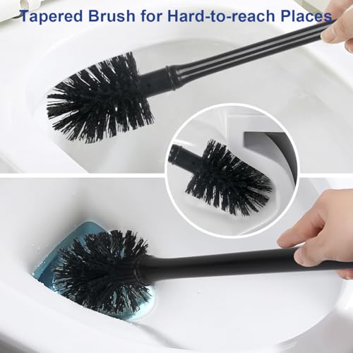 Image of CELOX Toilet Bowl Brush and Holder for Bathroom Cleaning, 2 Set，Black