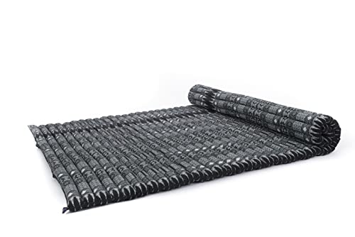 Image of Leewadee - Foldable Floor Mattress - Japanese Roll Up Futon -Trifold Tatami Mat- Guest Floor Bed - Camping Mattress - Thai Massage Mat, Kapok Filled, 75 x 57 inches, Black