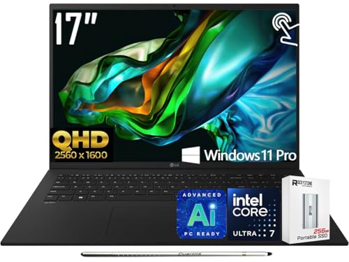 Gram 17 inch QHD+ Touchscreen Lightweight Laptop, 8-Core Intel Ultra 7 258V(>Ultra 9 185H), 32GB LPDDR5X, 2TB SSD, Copilot+, Wi-Fi 7, Backlit KB, Win11 Home, W/256G PSD