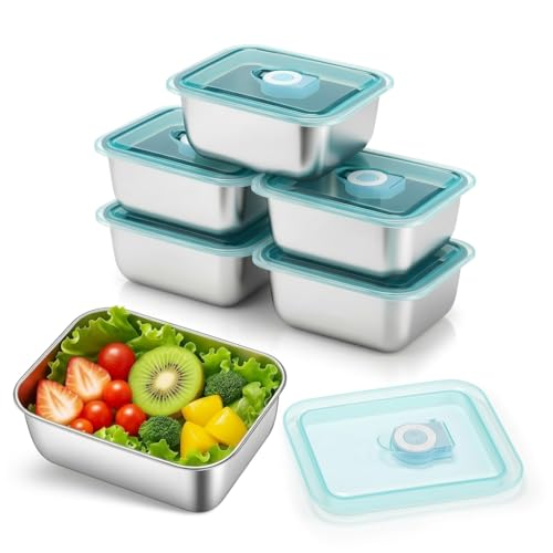 Image of Stainless Steel Food Storage Containers with Lids, Leakproof, Oven & Freezer Safe, Meal Prep & Lunch Boxes, Snack Container, Reusable Meal Prep Boxes, School, Office, Picnic (5)