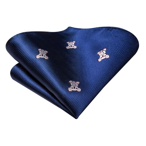 Image of Hi-Tie Men Blue Koala Neck Ties Sets Silk Jaquard Funny Necktie Pocket Square Cuff-links Sets Wedding Business Holiday