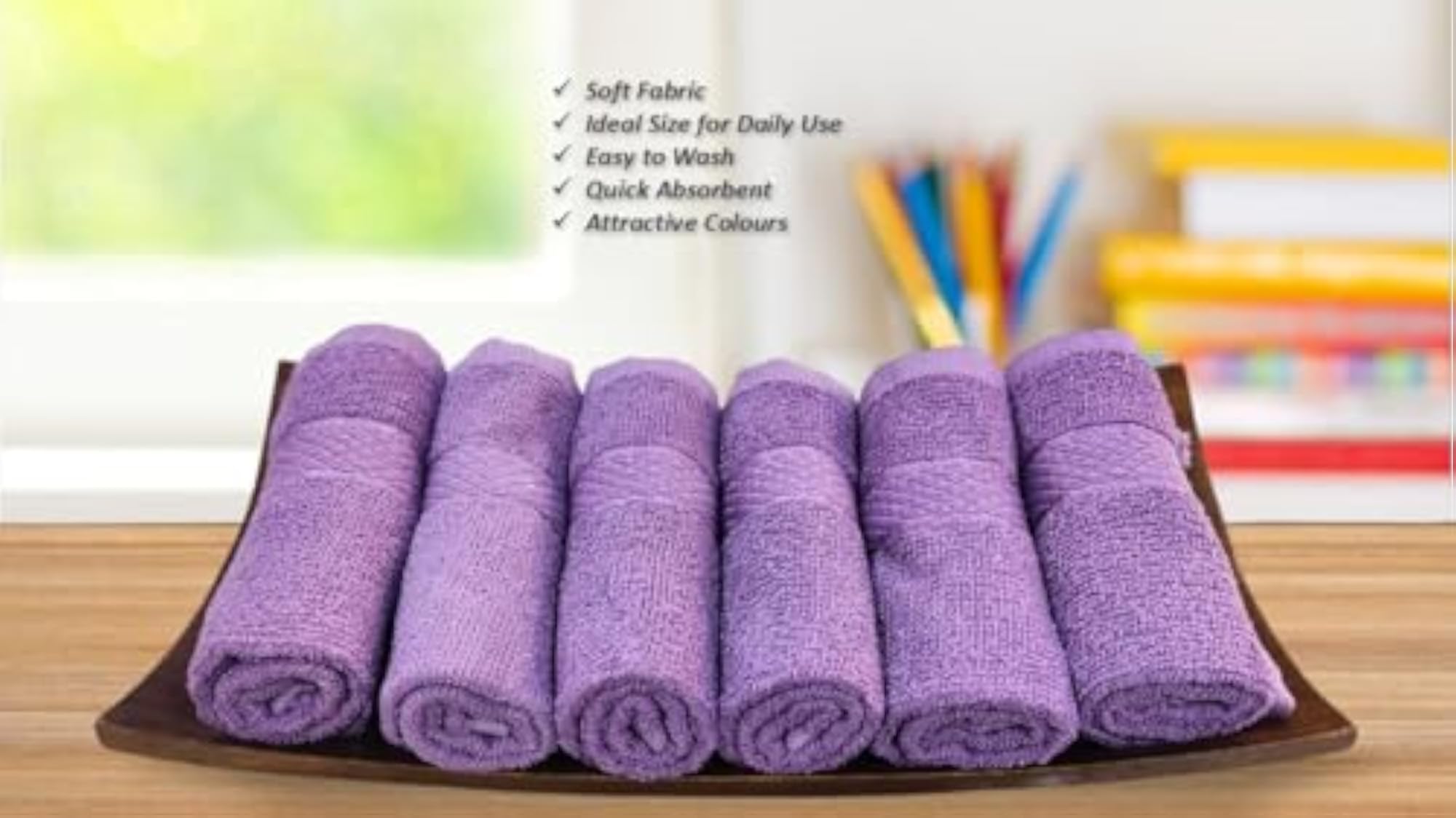 Small Cotton Face Towels Set of 18, Purple