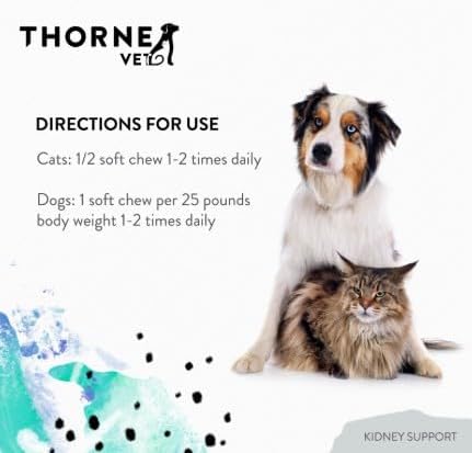 Miniatura 5 de ThorneVet Apoyo renal para perros y gatos - Fórmula masticable para la salud renal - con rehmannia, astrágalo, hongos y quitosano - 90 masticables