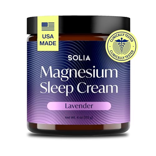 Solia Magnesium Sleep Cream, USA-Made Topical Magnesium Lotion for Sleep, Lavender Lotion for Feet...