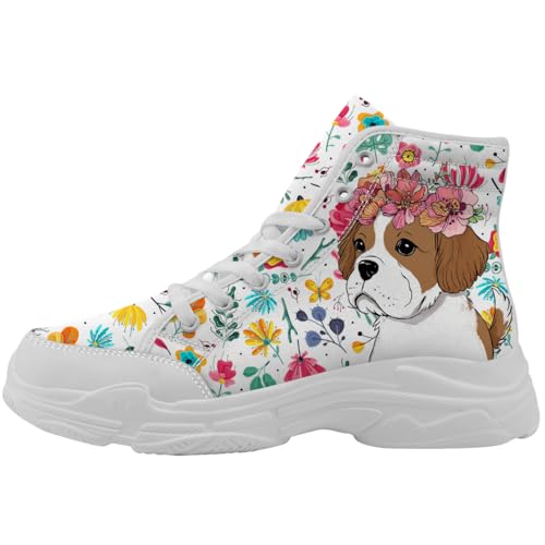 Dog Print Shoes for Women Men High Top Canvas Sneakers Gifts for Her Him