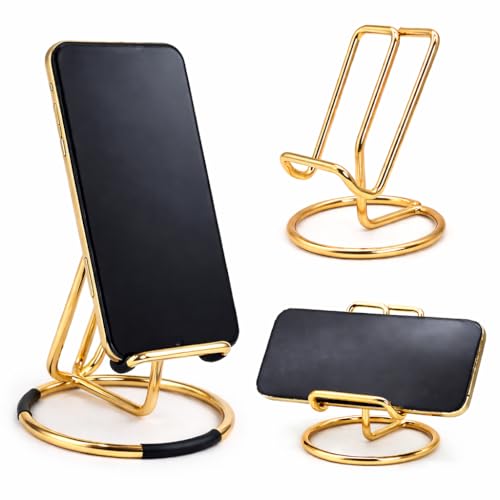 Image of Mizi Cell Phone Stand for Desk - Metal Mobile Phone Holder Compatible with iPhone, iPad, Switch & All Smartphones - Cute, Classy Stylish Display Stand - Gold