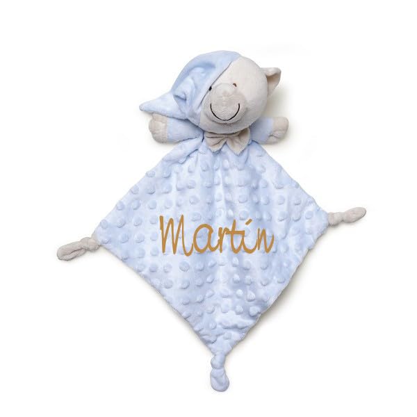 Dou dou Osito personalizado- Atrapasueños- Nombre bordado- Regalos para bebés - Regalos personalizados - Regalos para baby shower (Dou dou osito color azul celeste)