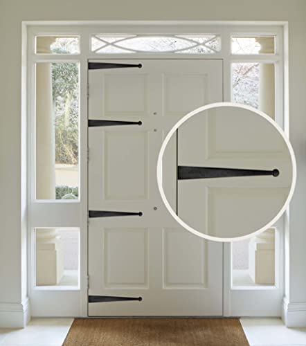 Akatva Black Antique Iron Hand Forged False Hinge Front Set - 2 Piece Gate False Hinges For Wooden And Metal Fences, Doors, Cabinets - Hardware Kit - Black Powder Coated Finish #TOP1