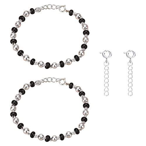 Image of Njels 925 Silver Nazariya for Baby Boy and Baby Girls | New Born to 3 years Age | 5.5 Inch Plus 1.0 Inch Extension Chain | 925 Stamped Silver Bangles for Baby Girl